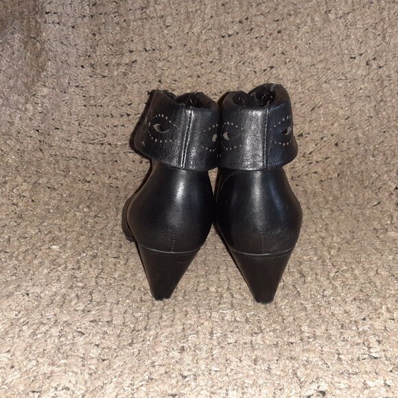 MIZ MOOZ-Daffodil-Laser Cut Out Ankle Cuff Boots-Black Leather-Sz 10-Excellent - Picture 5 of 13